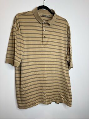 Ping Polo Mens Short Sleeve Brown Casual Golf mercerized combed cotton sz L